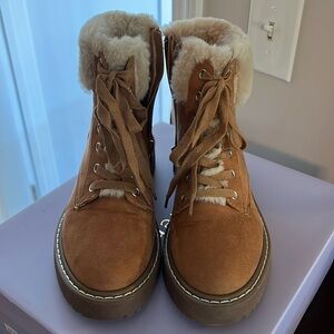 Madden girl tan hiking fashion boot with fur